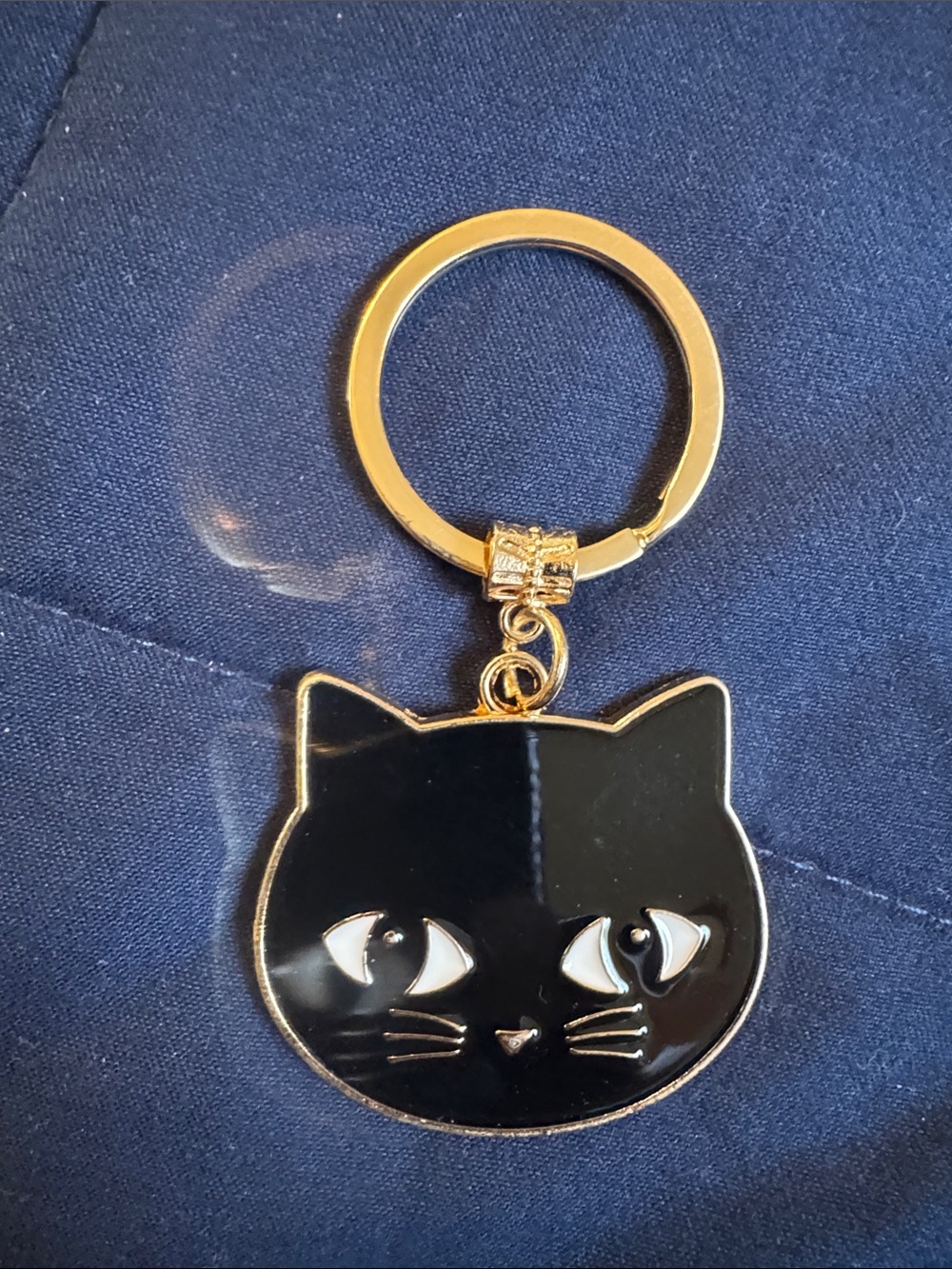 Black Cat Key & Card Holder Charm - Gold Trim - Picture 4 of 5